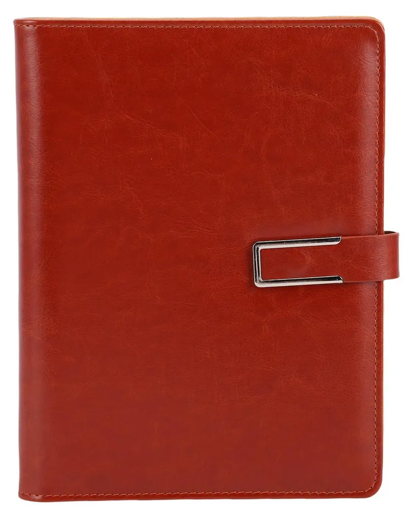 Journal de bord A5 cuir PU pour bureau et réunion avec bloc-notes 6 trous