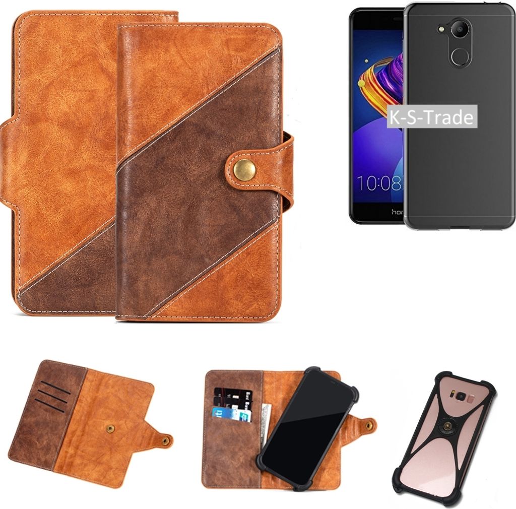 K-S-Trade Handy-Hülle Schutz-Hülle Bookstyle Case Wallet-Case kompatibel mit Huawei Honor 6C Pro Handy Cover Bumper Kantenschutz Smartphone