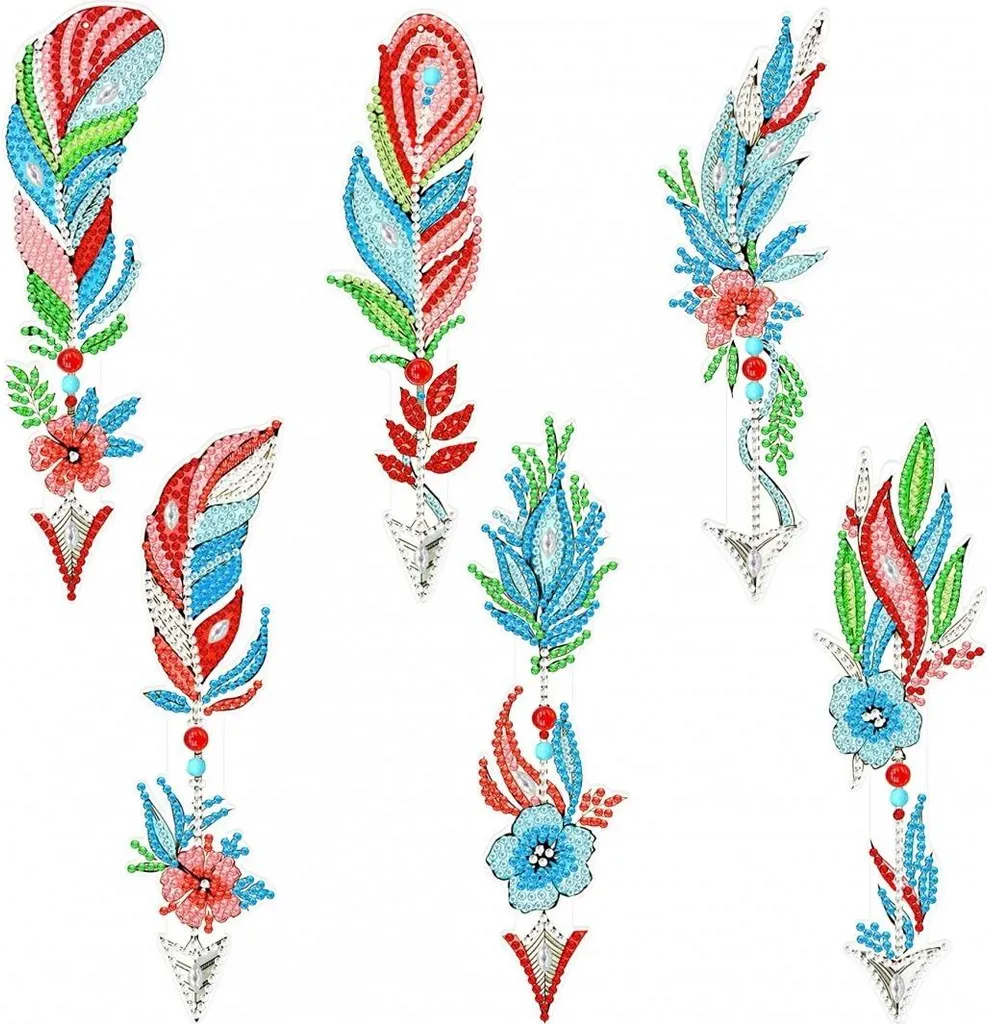 Marque-page à Personnaliser en Diamant : Kit Loisir Créatif Folk Feathers