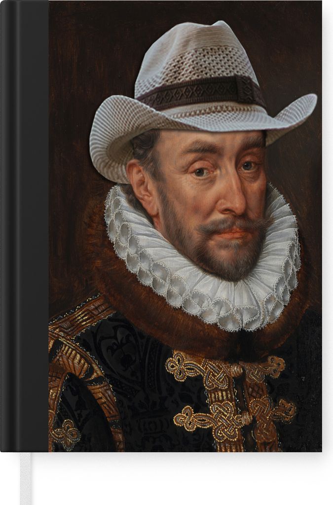 MuchoWow Notizbuch Tagebuch Haushaltsbuch Notebook A5 Wilhelm von Oranien - Adriaen Thomasz - Hut - Notizblock - Notizheft - Notebook - Schreibbl...