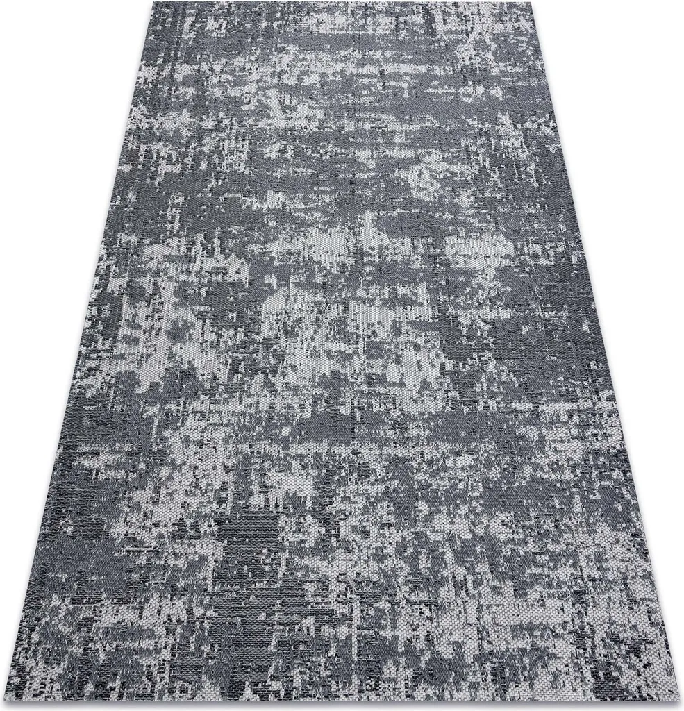 Tapis de salon tissage plat gris anthracite style bohème 133x190 cm