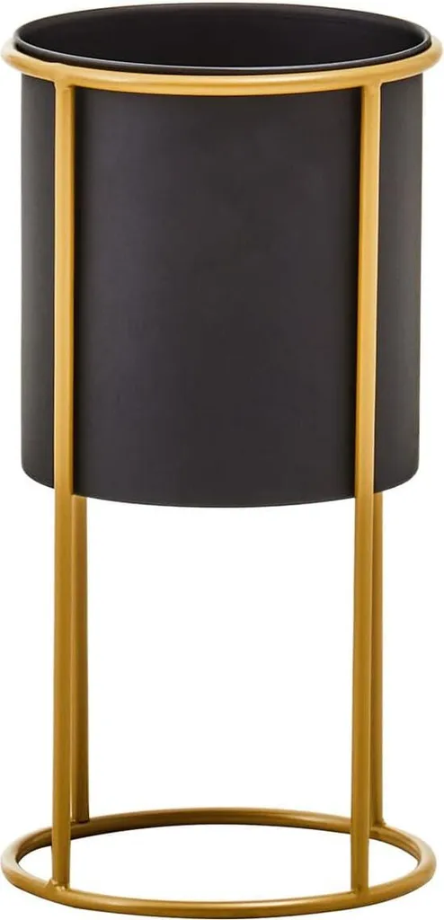 Jardinière en métal noir avec finitions dorées style art déco chic