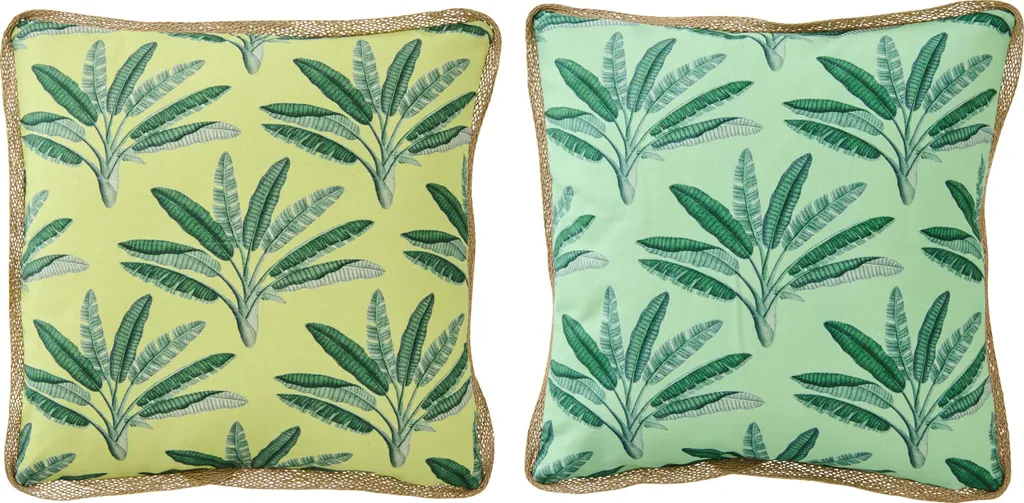 Set de 2 Coussins Déco en Coton Motif Palmier pour Salon par J-Line