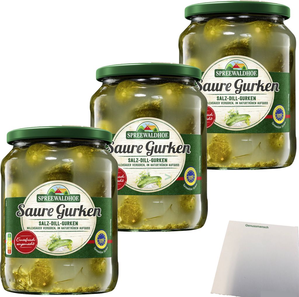 Spreewaldhof Salz-Dill-Gurken in naturtrüben Aufguss 3er Produktbild 