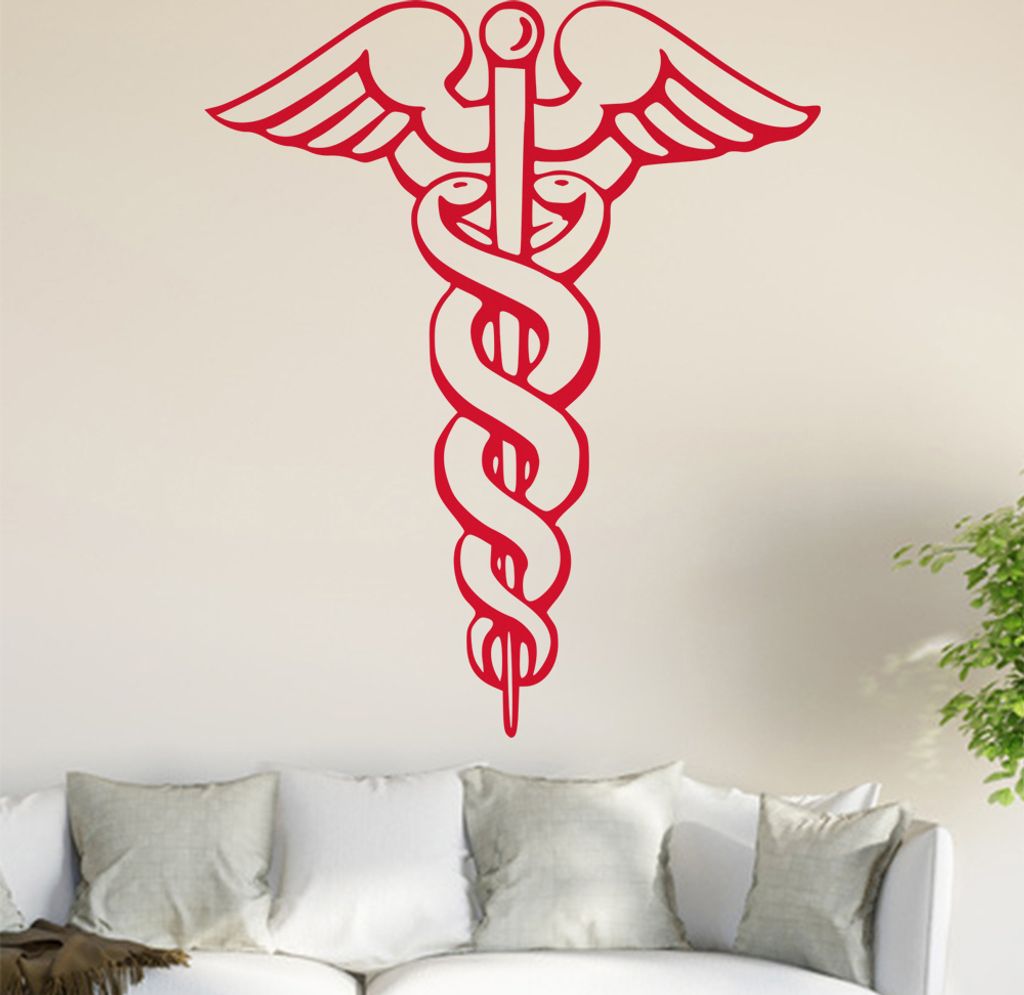 Äskulapstab Wandtattoo in 6 Größen - Wandaufkleber Wall Sticker - Dekoration, Küche, Wohnzimmer, Schlafzimmer, Badezimmer