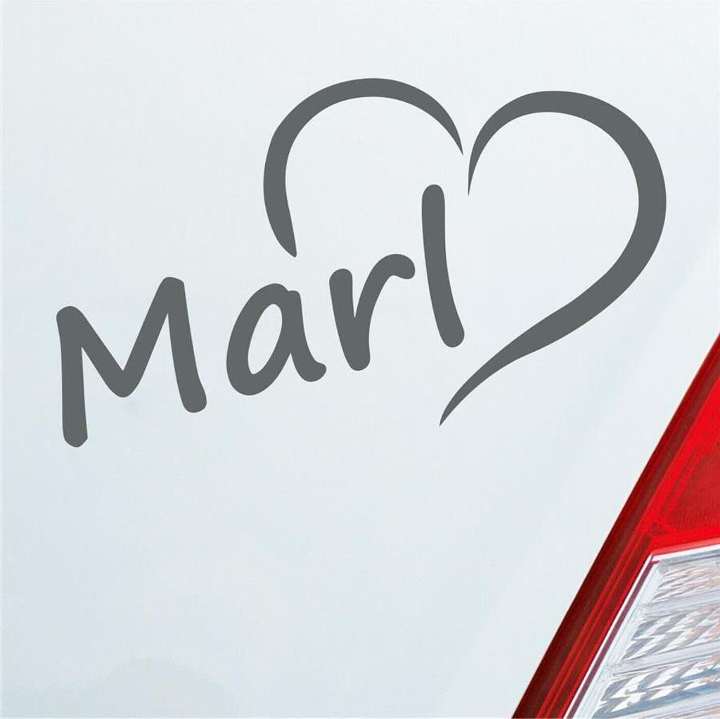 Auto Aufkleber Marl Herz Stadt City Liebe Ruhrgebiet 14,5x8 cm Grau Sticker Heckscheibenaufkleber
