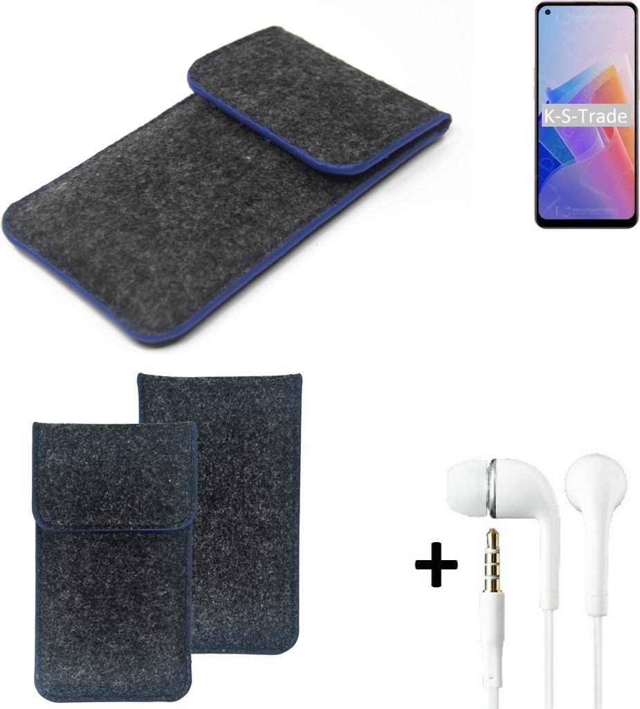 K-S-Trade Handy Schutz Hülle kompatibel mit Oppo A96 5G Schutzhülle Handyhülle Filztasche Pouch Tasche Case Sleeve Filzhülle dunkelgrau, blauer