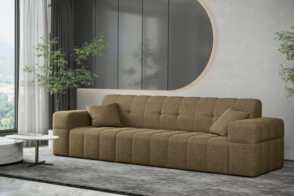 Kaiser Möbel Sofa 3 sitzer Couch NIMES stilvol Stoff VERITA Hellbraun