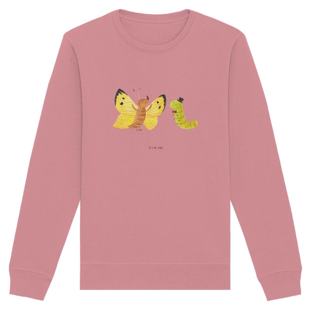 Mr. & Mrs. Panda Bio Pullover Raupe Schmetterling Größe L - Canyon Pink - Geschenk, Hut, Zitronenfalter, Pulli, Sweater, Baumwoll, Kokon, Sweatsh...