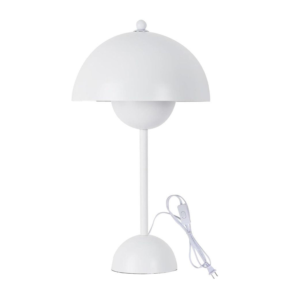 Weiße Tischlampe in Pilzform mit Blumentopf, Metall, 34 cm, Produktbild 