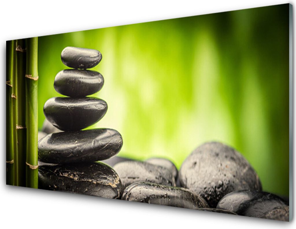 Acrylglasbilder 100x50 Wandbild Druck Bambus Steine Kunst