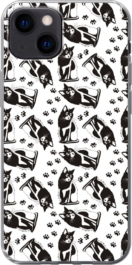 MuchoWow Handyhülle Schutzhülle Hülle für Telefoonhoesje iPhone 13 mini Muster - Katze - Schwarz - Weiß - Jungen - Mädchen - Kinder - Kind ...