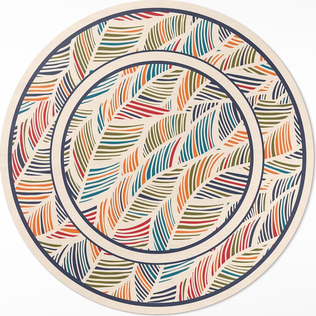 Bunte abstrakte Boho-Blätter– Vinylteppich – Indoor Teppich – Flur – Pflegeleicht – Runder Teppich – PVC Teppich – Outdoor Teppich ...