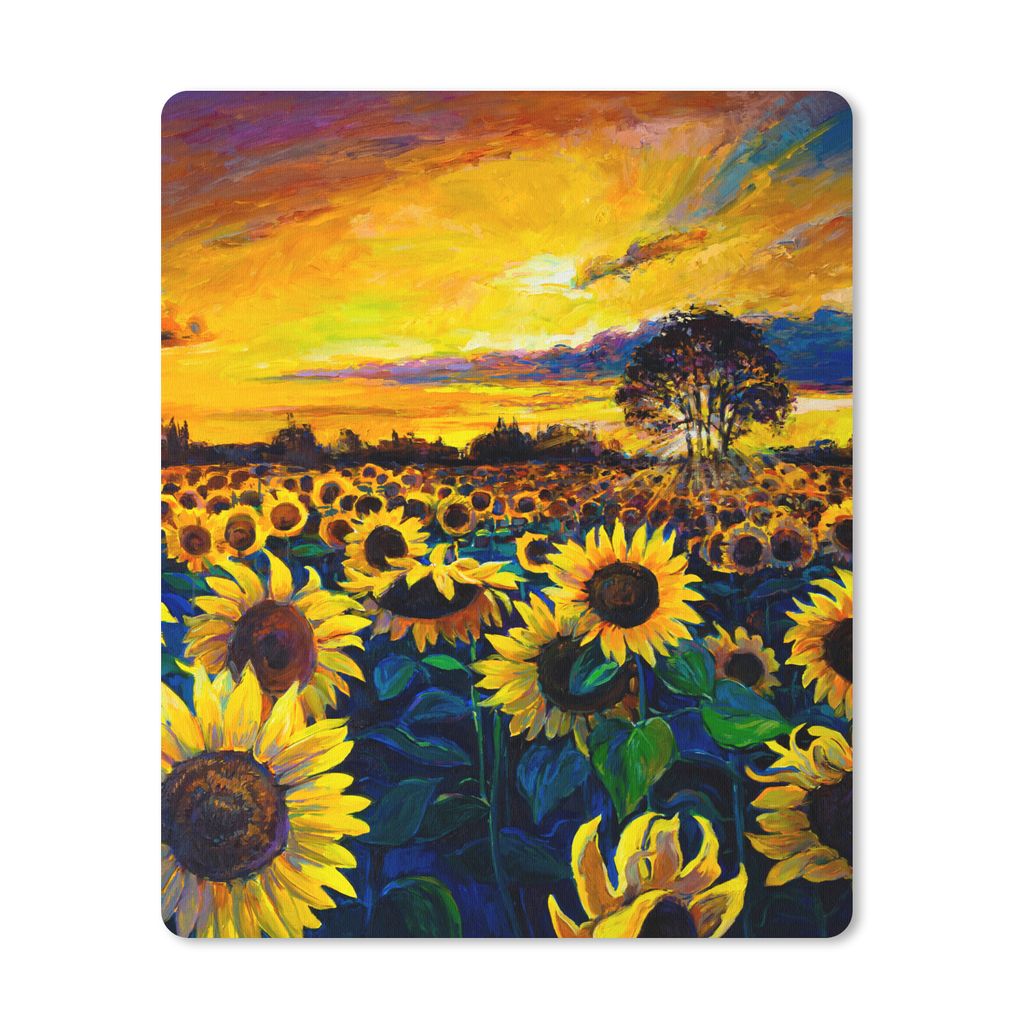MuchoWow Mauspad Mousepad Gemälde - Ölfarbe - Blumen - Sonnenblume 30x40 cm - Mousepads - Maus Mat - Pad - Mausunterlage - Mausmatten