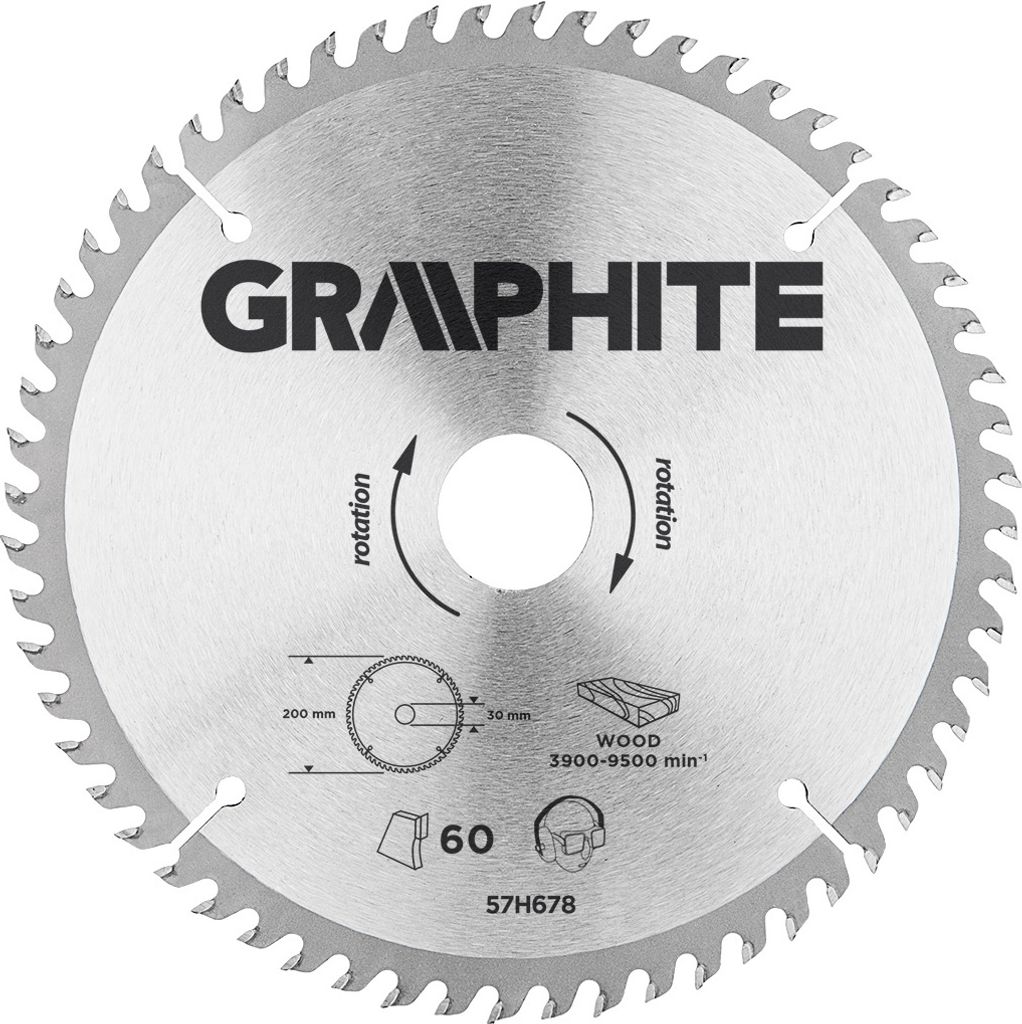 GRAPHITE Widia-Sägescheibe 200 x 30 mm, 60 Zähne, Produktbild 