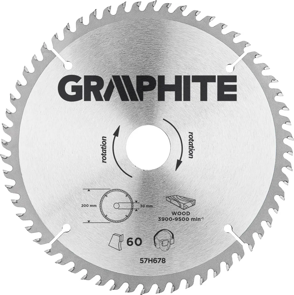 Disque de scie circulaire 200mm 60 dents avec bagues de réduction 30mm