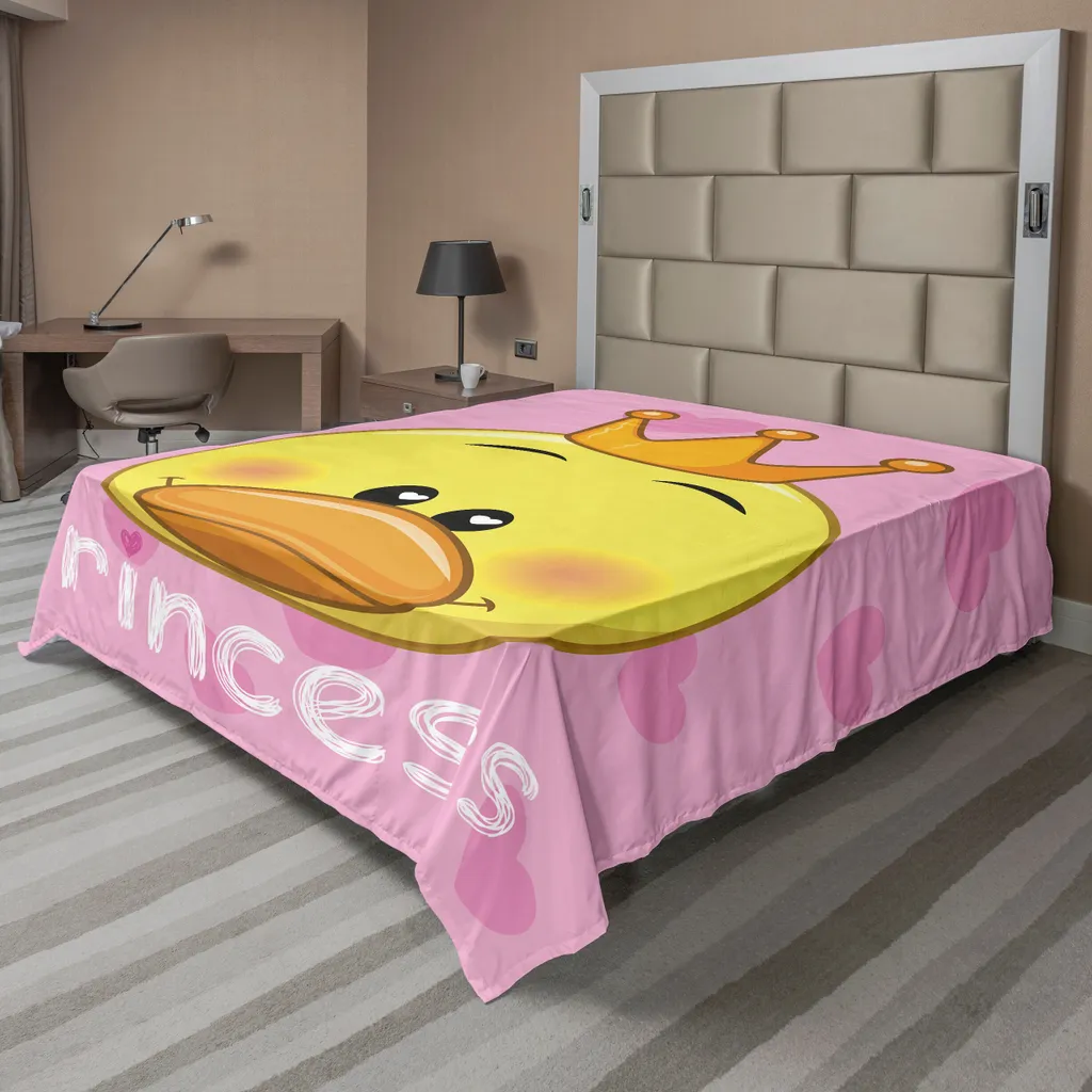 Drap plat anti-plis et doux pour lit décoratif princesse canard