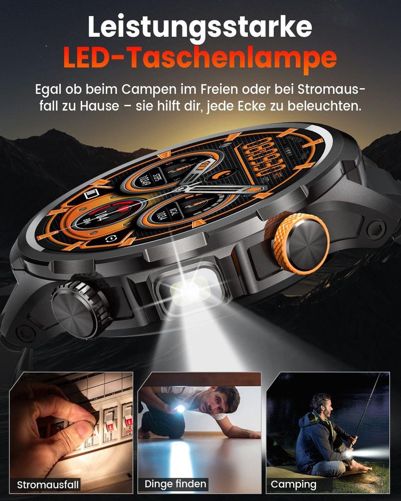 Smartwatch voor heren met 1000 mAh accu/1,7 inch HD groot display Smartwatch voor heren met 1000 mAh accu/1,7 inch HD groot display