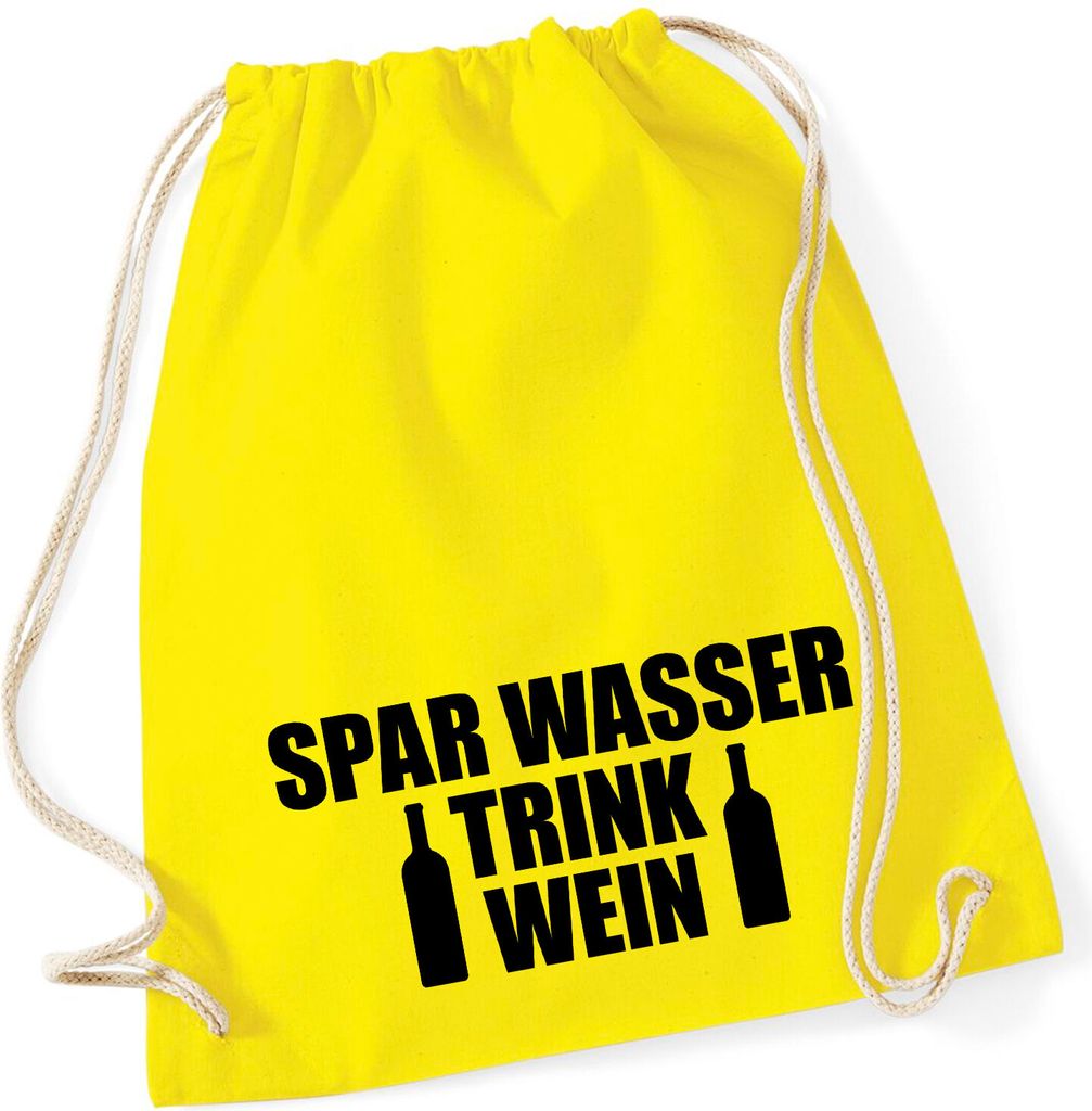 Huuraa Turnbeutel Spar Wasser Trink Wein Weinflasche 12 Liter Yellow Baumwolle Rucksack Geschenkidee