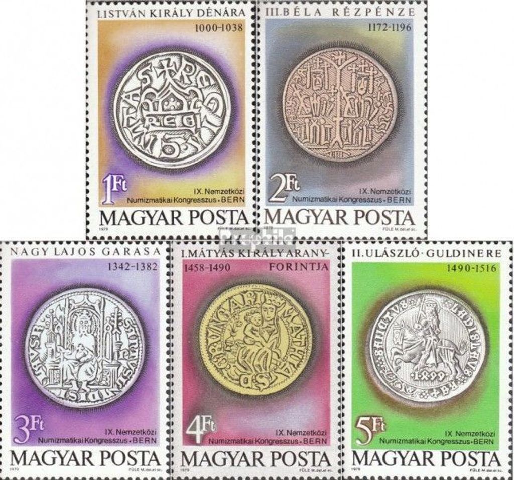 Briefmarken Ungarn 1979 Mi 3372A-3376A (kompl.Ausg.) postfrisch Numismatischer Kongreß