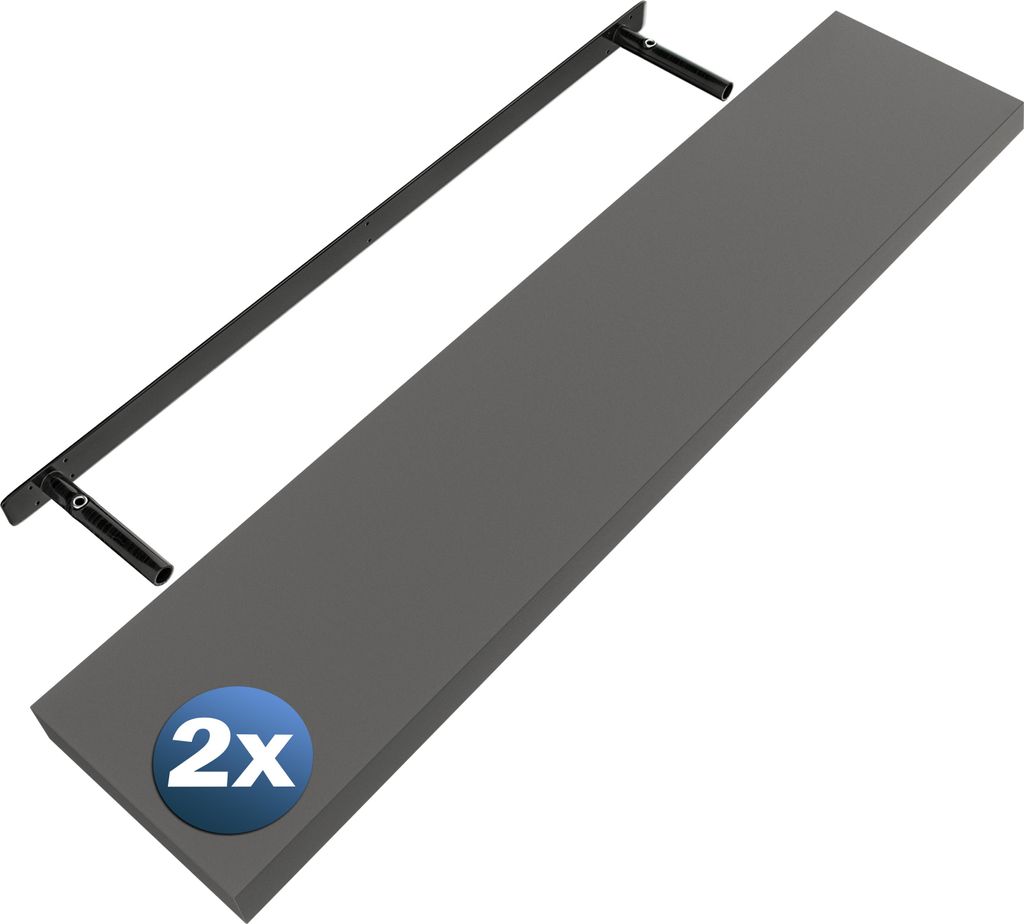 CASARIA 2x Wandregal Holz Grau Regal mit Halterung 15kg Tragkraft Hängeregal Küche Wohnzimmer Flur Wand Schweberegal Bücherregal Regalbrett Sc...