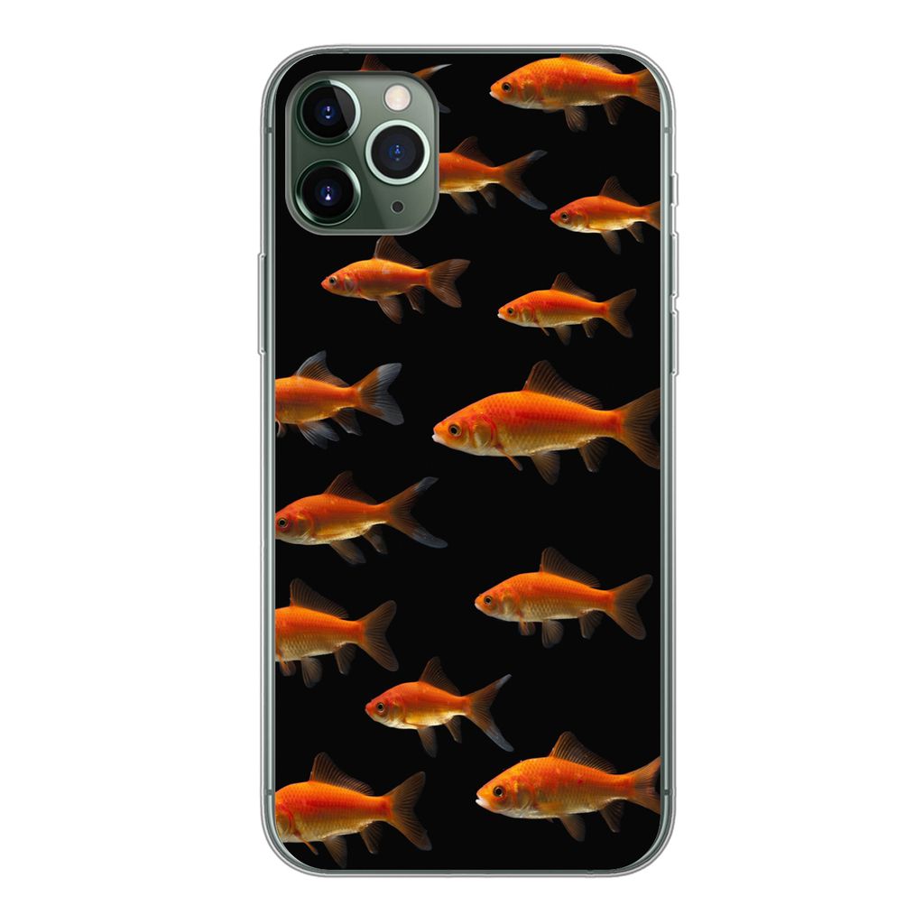 MuchoWow Handyhülle Schutzhülle Hülle für iPhone 11 Pro Max Goldfisch - Tiere - Schwarz Silikon Softcase Handy Hülle - Schutz