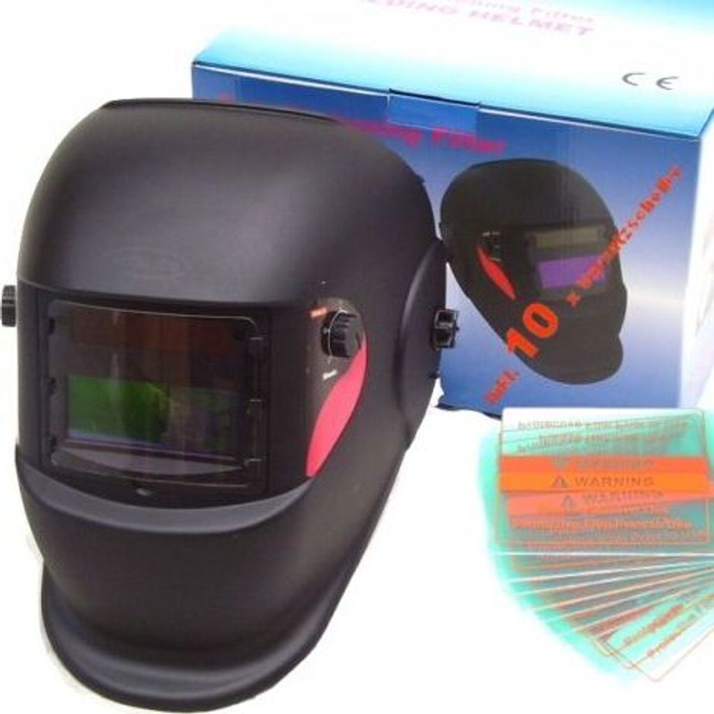 Automatik Schweißhelm DIN 9-13 incl. 10 Ersatzgläser Schweißschirm Schweißschild, Solar Schweißhelm Schweißmaske Schweißermaske