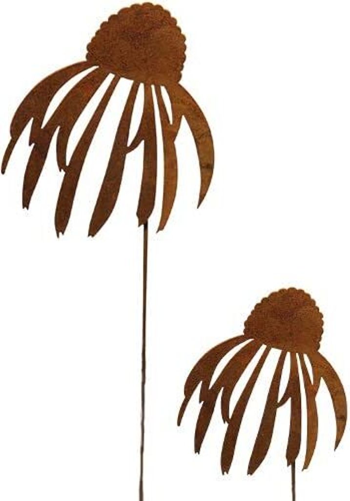 Gartenstecker Sonnenhut Echinacea hängend Beetstecker Topfstecker Metall Rost Gartendeko Edelrost Sonnenhut 2er Set rostige Dekoration