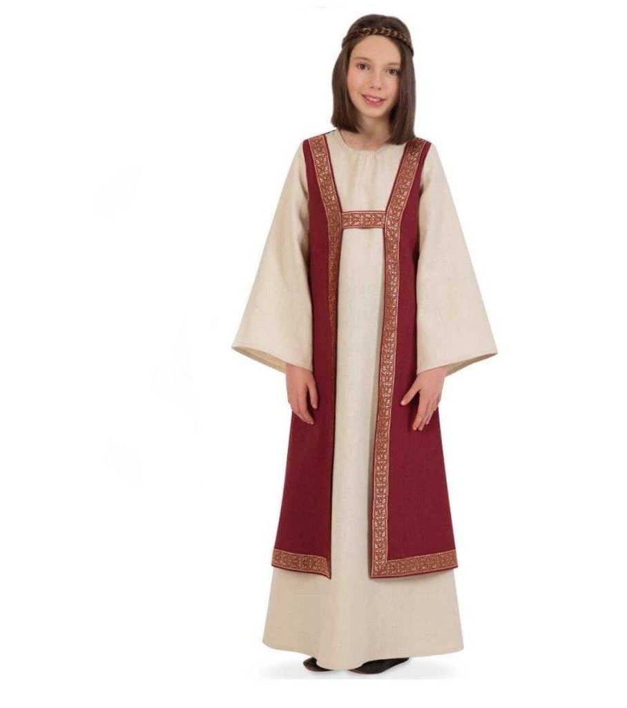 Kleid "Burgund" Kinderkostüm Mädchen Kleid, Mittelalter (128)