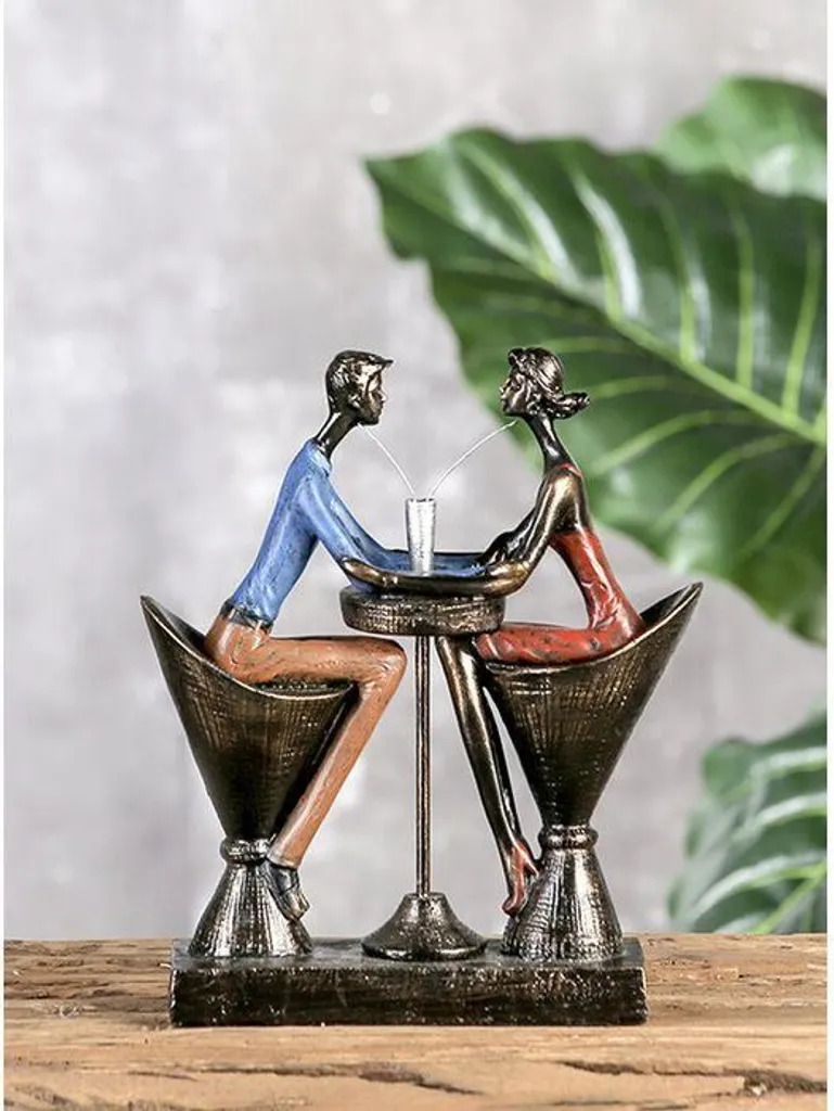 Décoration de Table Romantique : Sculpture Couple Gilde Bronze 21x25cm