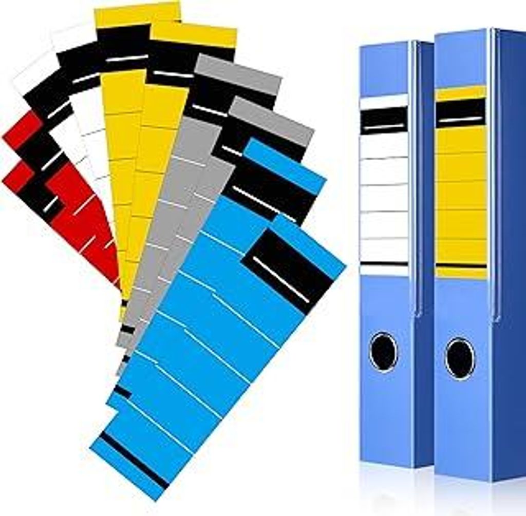 Yezirzax 50 Stück Ordnerrücken Selbstklebend, 5 Farben 19×5.4cm Ordner Rückenschilder Ordner Etiketten Beschriftung Rückenschilder Selbstklebe...