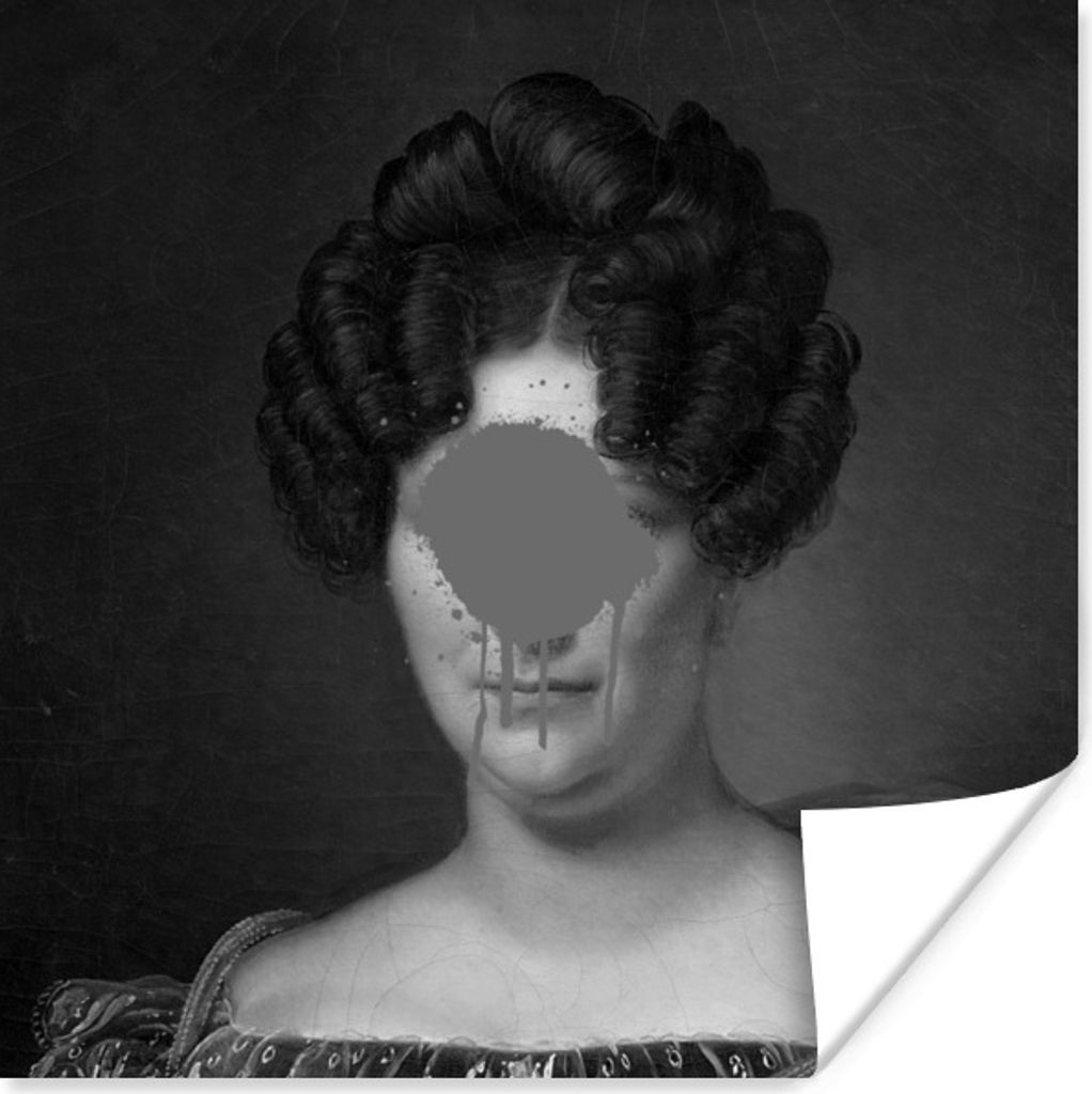 MuchoWow Poster Johanna Henriette Engelen - Alexandre Jean Dubois Drahonet - Schwarz und Weiß 50x50 cm - Wohnzimmerdekoration