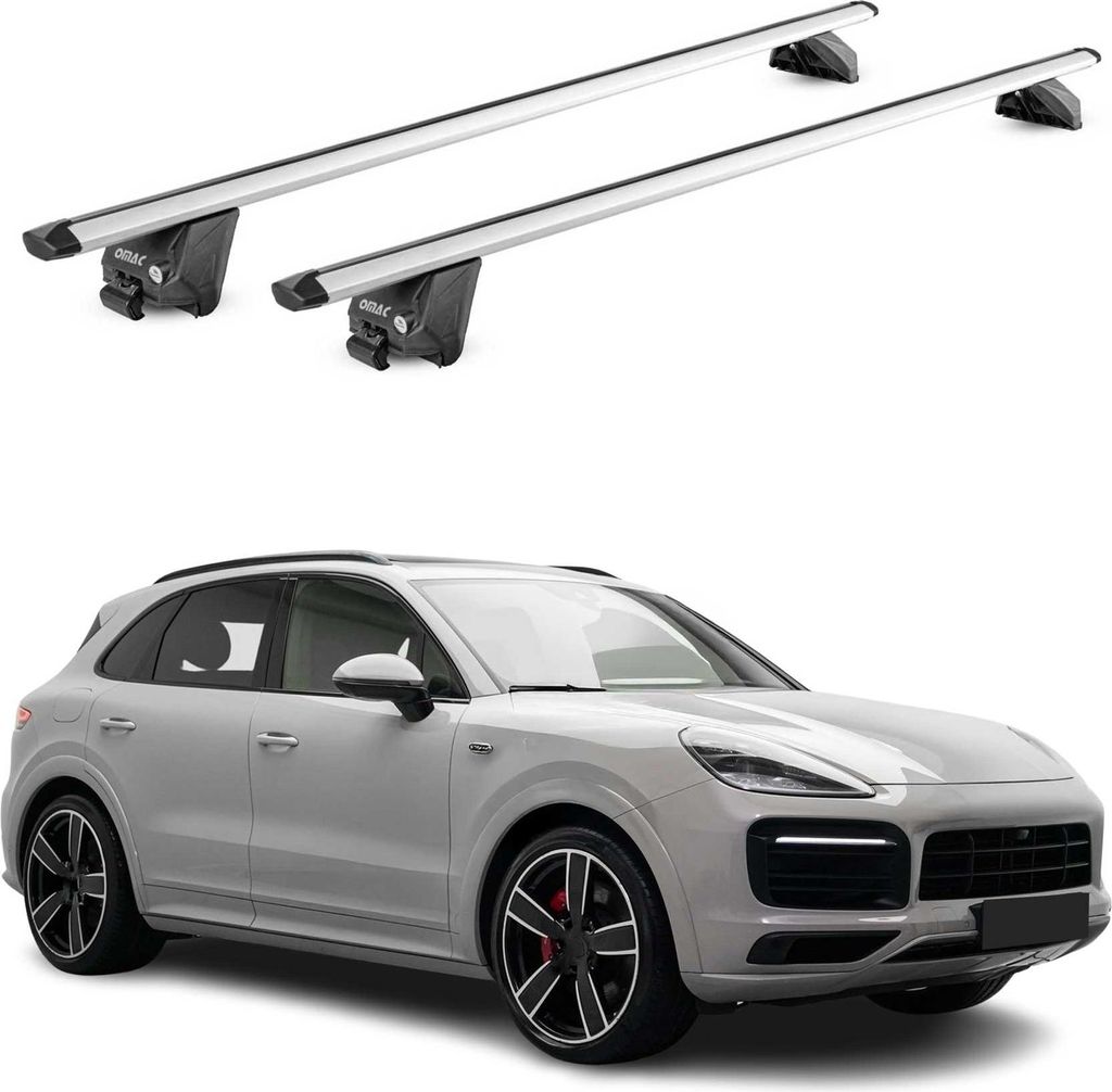 Dachträger Grundtäger für Porsche Cayenne 2018-2025 100kg Alu Silber 2tlg ABE