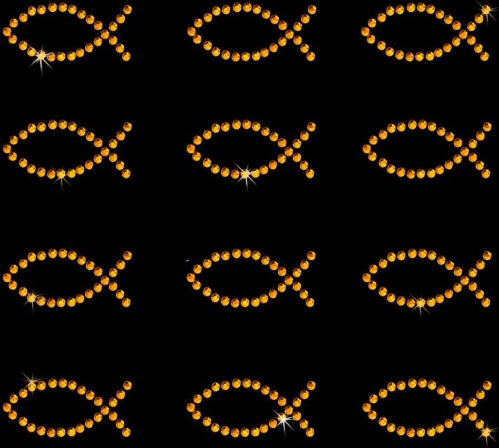 Oblique Unique 12 Fisch Sticker Strass Steine Aufkleber Kommunion Taufe - Bernstein