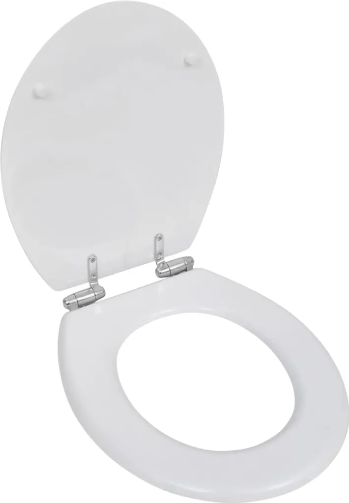 Abattant WC Blanc en MDF avec Frein de Chute - Lot de 2 Sièges de Toilette