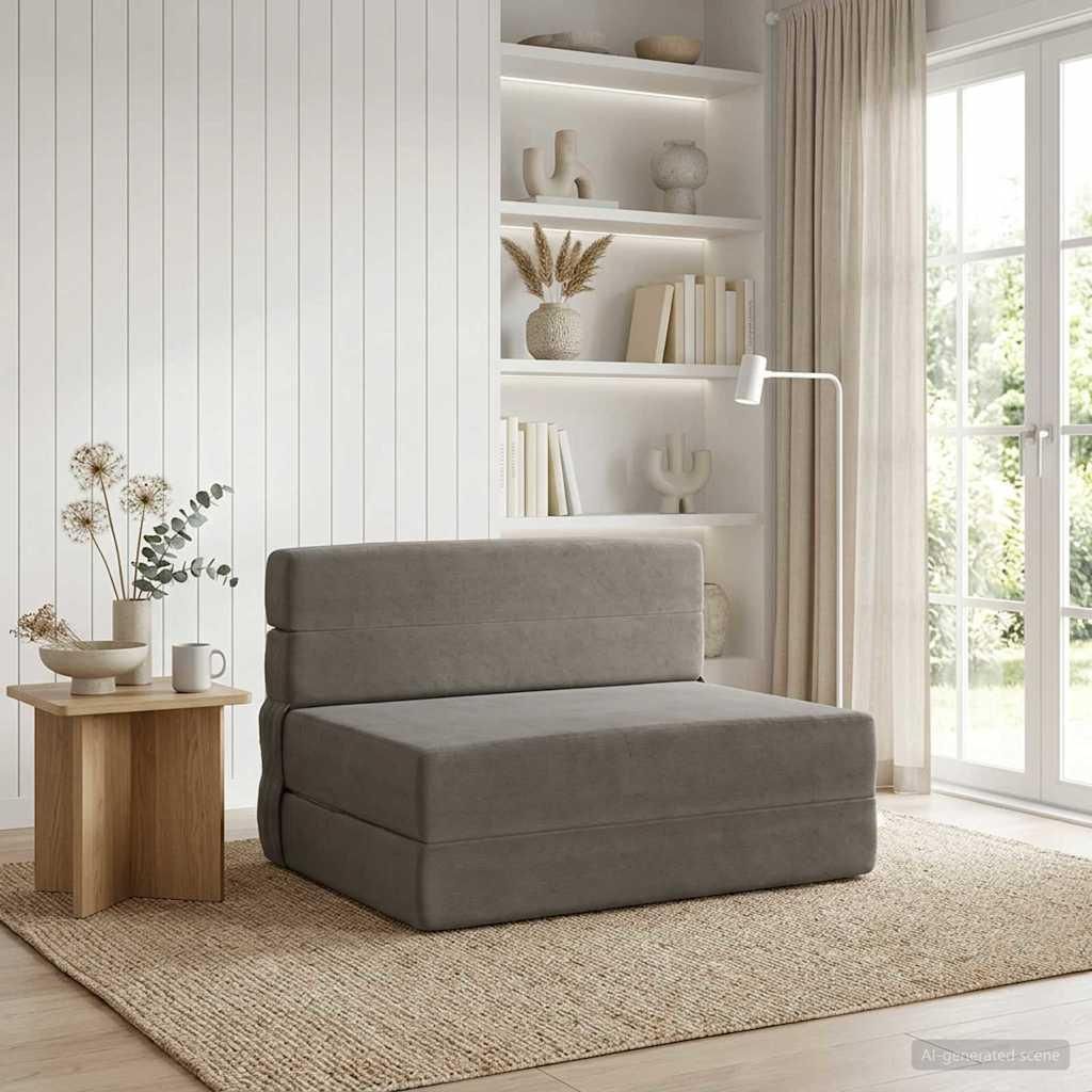 Maison Exclusive - Klappsofa Bett Hellgrau 100 x 80 x 60 cm Stoff