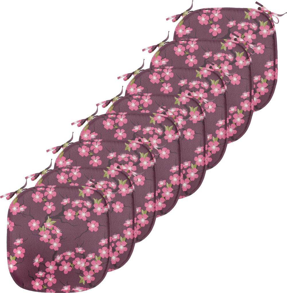 ABAKUHAUS Kirschblüte Polster für Esszimmerstühle, April in Asien, Dekoratives wasserfestes Kissen mit Riemen für Küchensitze, 40 cm x 40 cm-8...