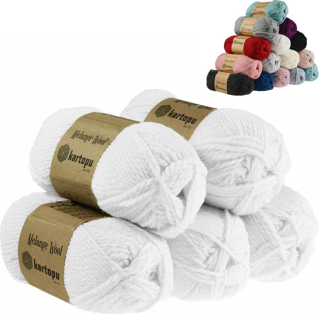 5 x 100g Strickgarn Kartopu Melange Wool Strick-Wolle Häkelgarn Wolle Farbwahl