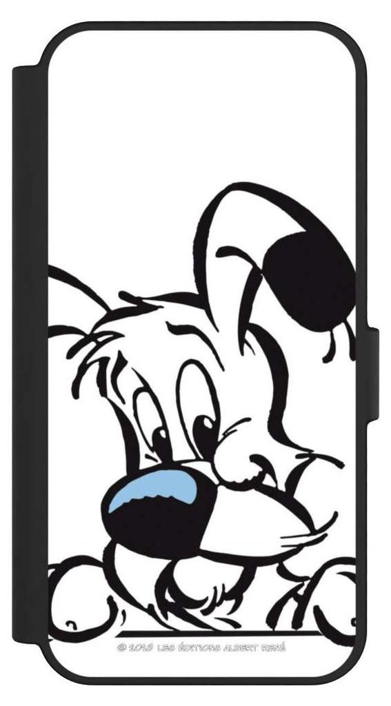 NIVOCASE Klapphülle für Samsung Galaxy S24 FE 5G Handyhülle aus Kunst Leder NIVOflip schwarz Comic Idefix Offizielles Lizenzprodukt