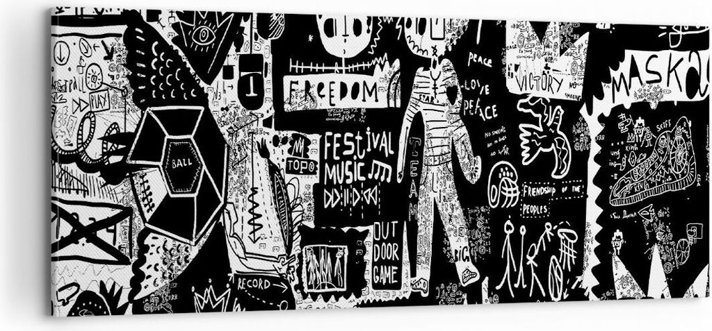 Bild auf Leinwand - Leinwandbild - Graffiti modern - 100x40cm - Wand Bild - Wanddeko - Wandbilder - Leinwanddruck - Bilder - Kunstdruck - Wanddekor...