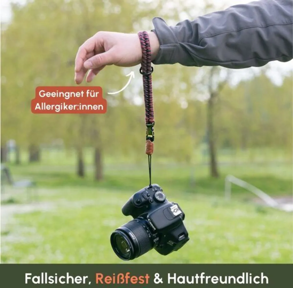 C-ROPE Claw Handschlaufe Paracord 30cm Red Dots - Sicurezza per Fotocamera