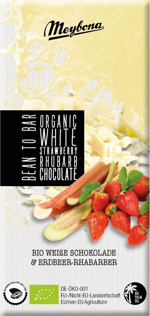 Meybona  Schokolade WEIß & ERDBEERE-RHABARBER, 100g Produktbild 