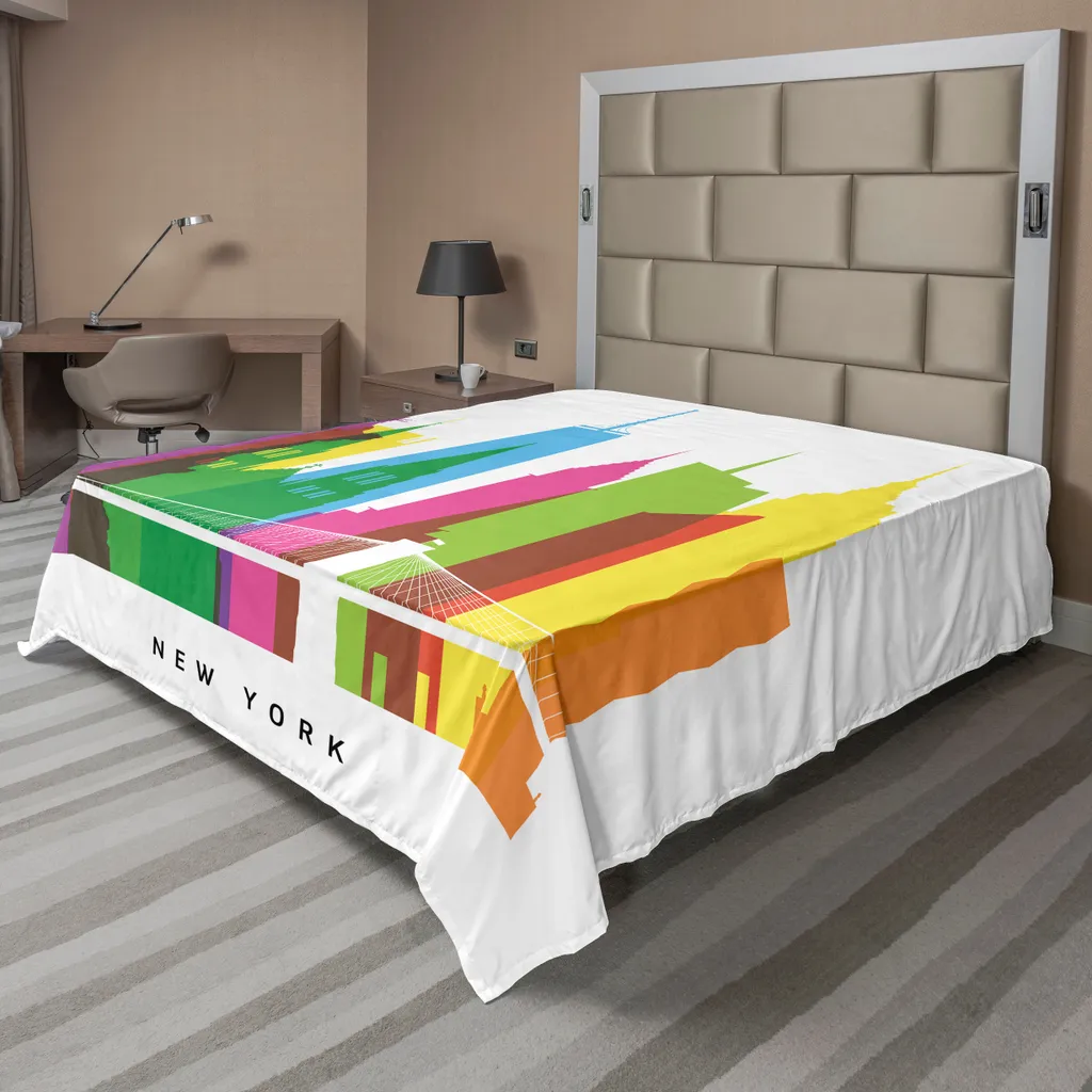 Drap de Lit New York pour Décoration Chambre Voyageur Grand Lit 275x260cm