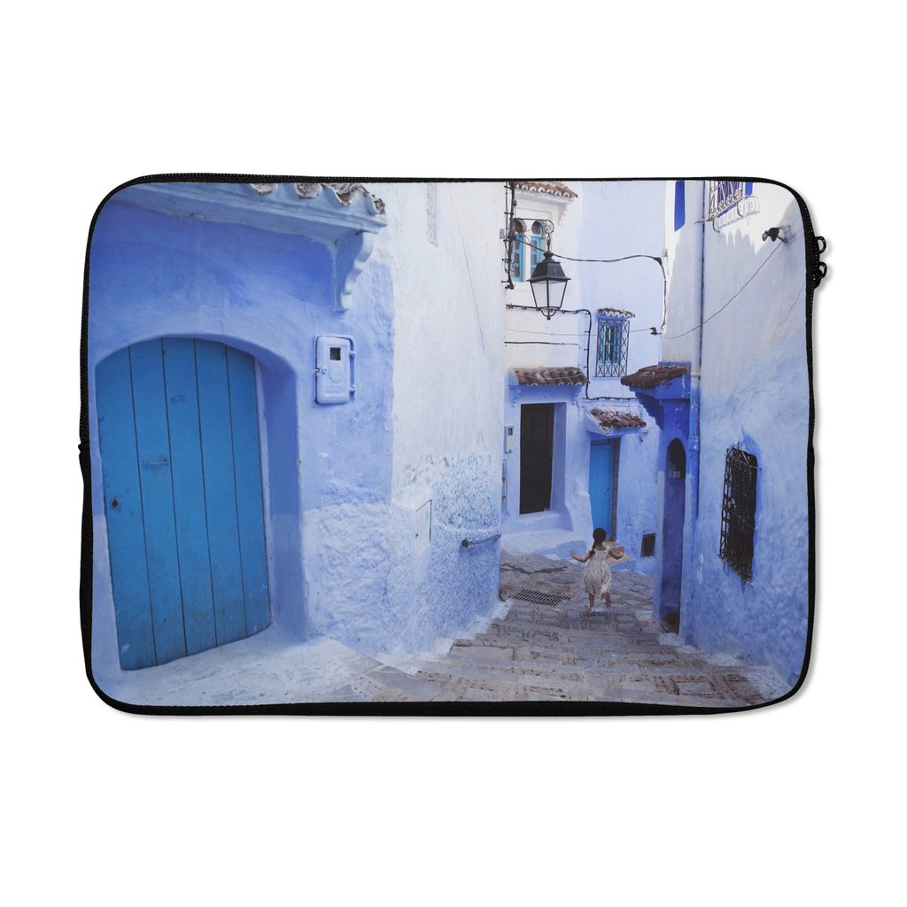 MuchoWow Laptop Hülle 14 ZollStraße - Blau - Türen - Häuser Laptoptasche - Laptoptasche - Stoßsicher - Schutzhaube