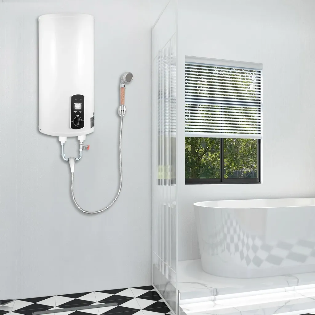 Chauffe-eau 2000W à chauffe rapide - Design cylindrique beige montage vertical
