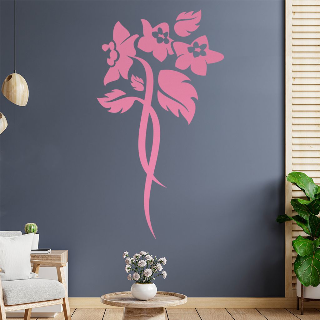 Blume - Linien Wandtattoo in 6 Größen - Wandaufkleber Wall Sticker - Dekoration, Küche, Wohnzimmer, Schlafzimmer, Badezimmer