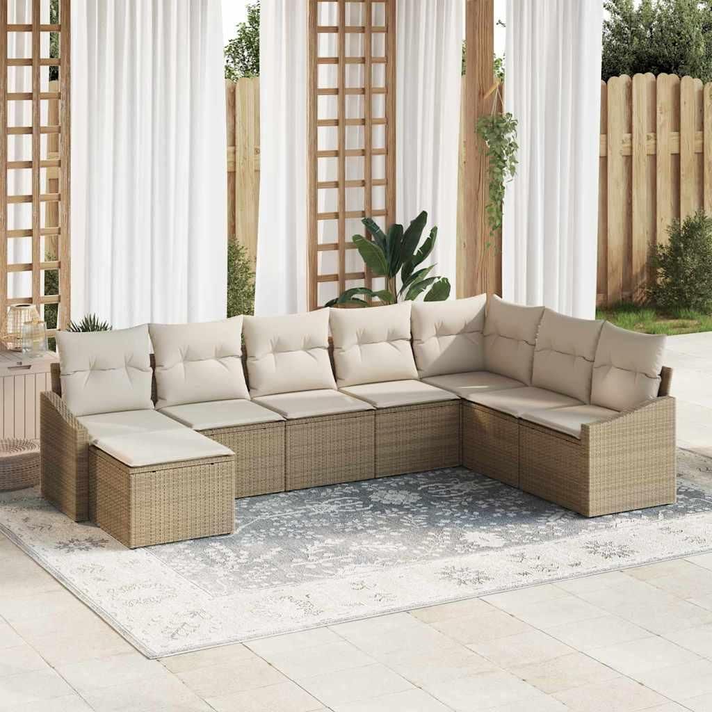 "Rabatt" Sofa Set mit Kissen 8 pcs Beige Poly Rattan - Lounge-Dining set CC12575