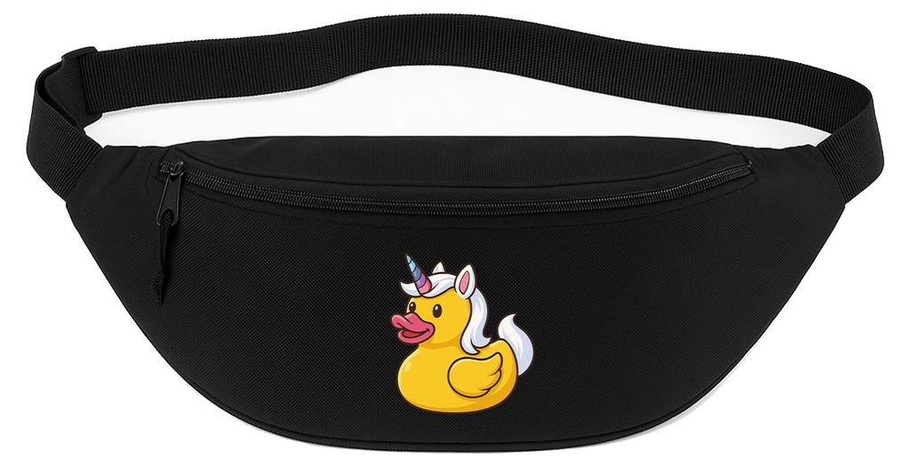 Huuraa Bauchtasche Quietscheente Einhorn Gummiente Unicorn 2,5 Liter Black Polyester Crossbody Bag Geschenkidee