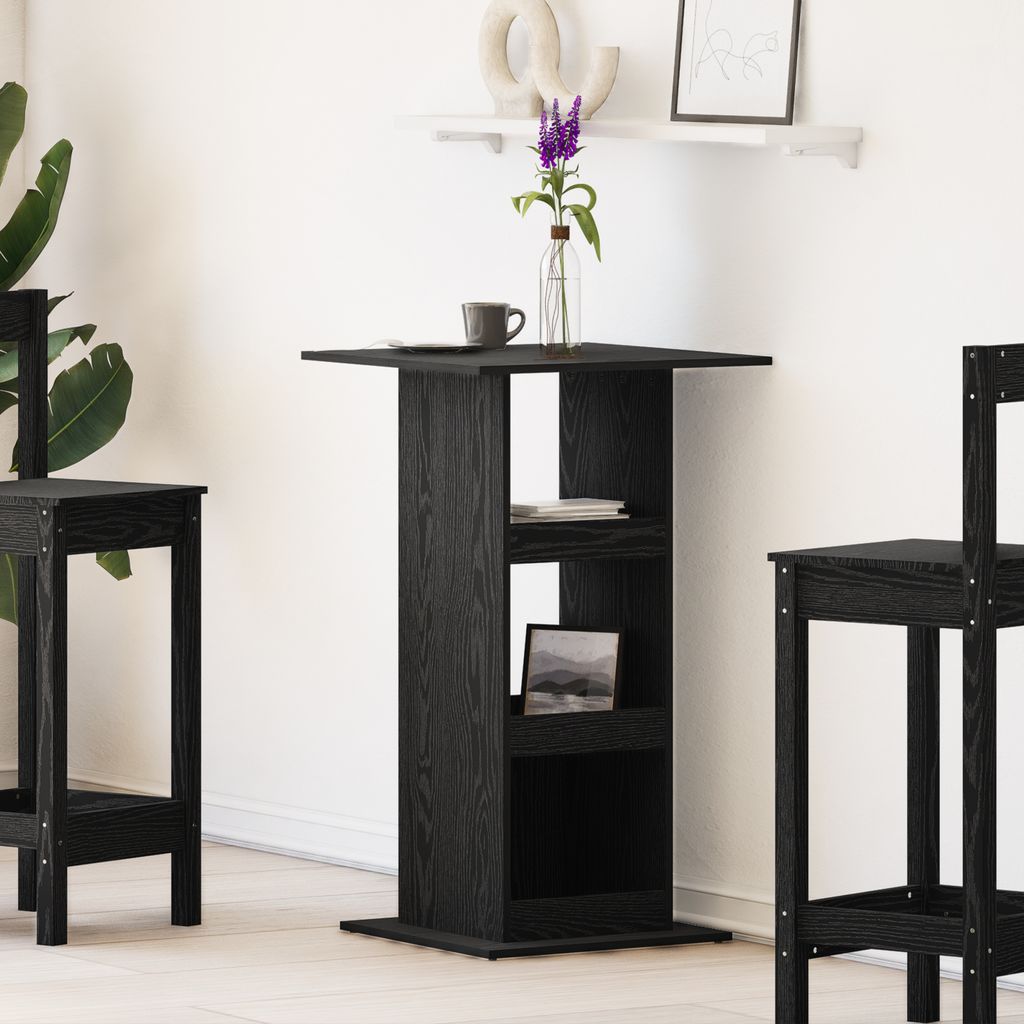 Bar Tisch mit Stauraum Schwarz Eiche 60x60x102 cm Holzwerkstoff, Esstische DesignMöbel Neu