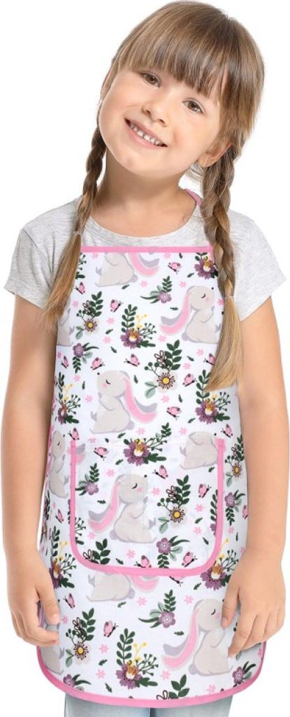 Kinderschürze - 47 x 60 cm, für Kinder von 5 - 8 Jahren - Pink,Beige